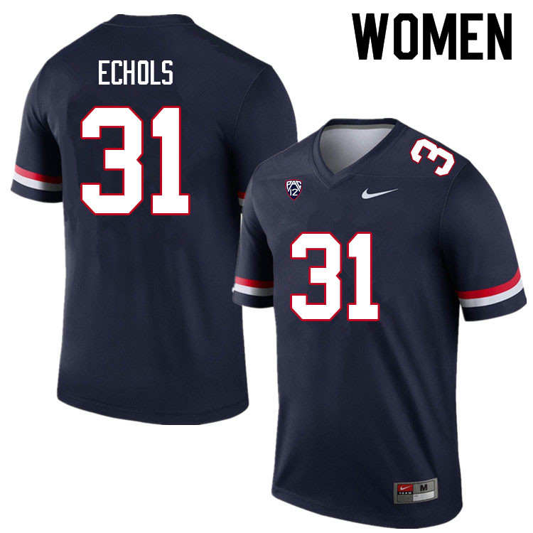 Women #31 Hunter Echols Arizona Wildcats College Football Jerseys Sale-Navy - Click Image to Close